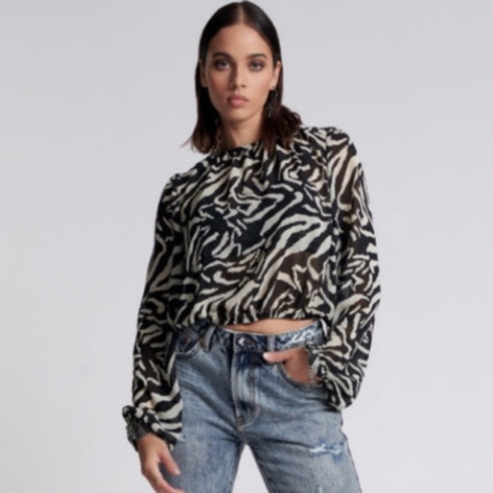 NWT One Teaspoon Sheer Zebra Print Bubble Blouse